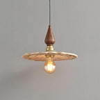 Vintage Mushroom Wooden & Brass Pendant Light