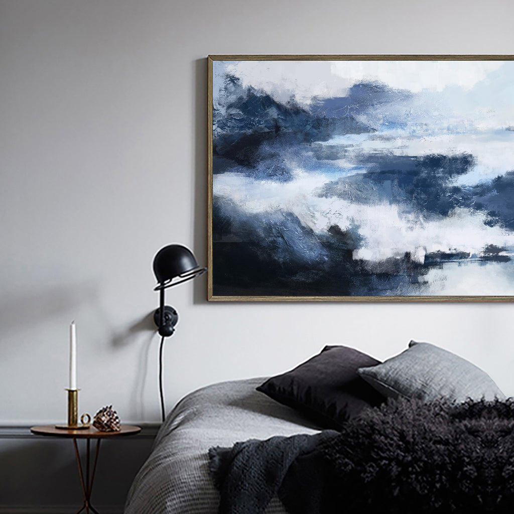 Dramatic Indigo Cloudscape Painting Horizontal