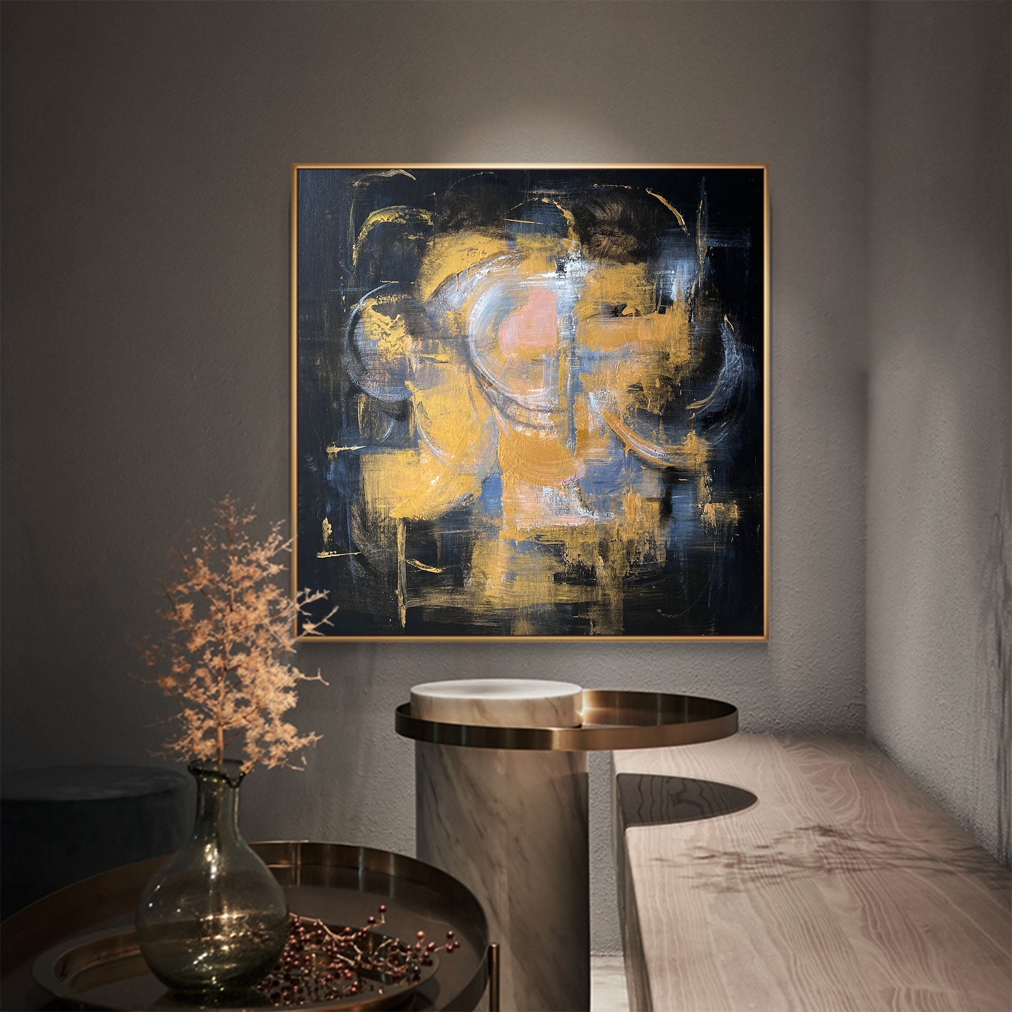 Midnight Gold Abstract Painting