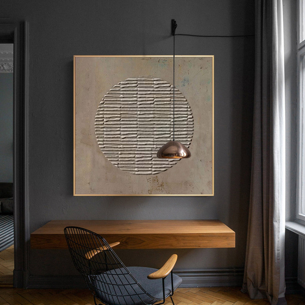 Textured Circular Relief Oil Painting