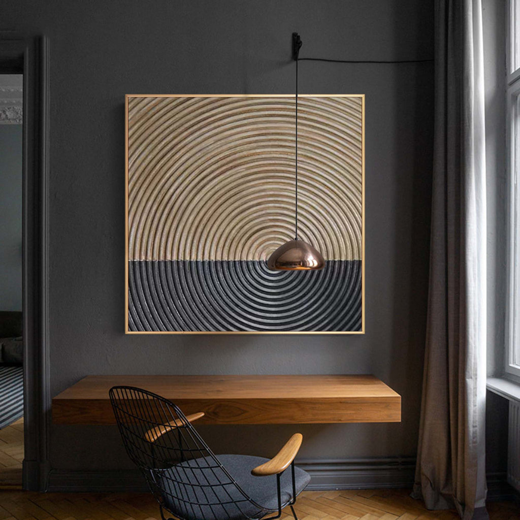 Minimalist 3D Textured Concentric Circles Wall Art