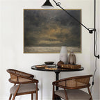 Moody Gold Charcoal Landscape Oil Painting