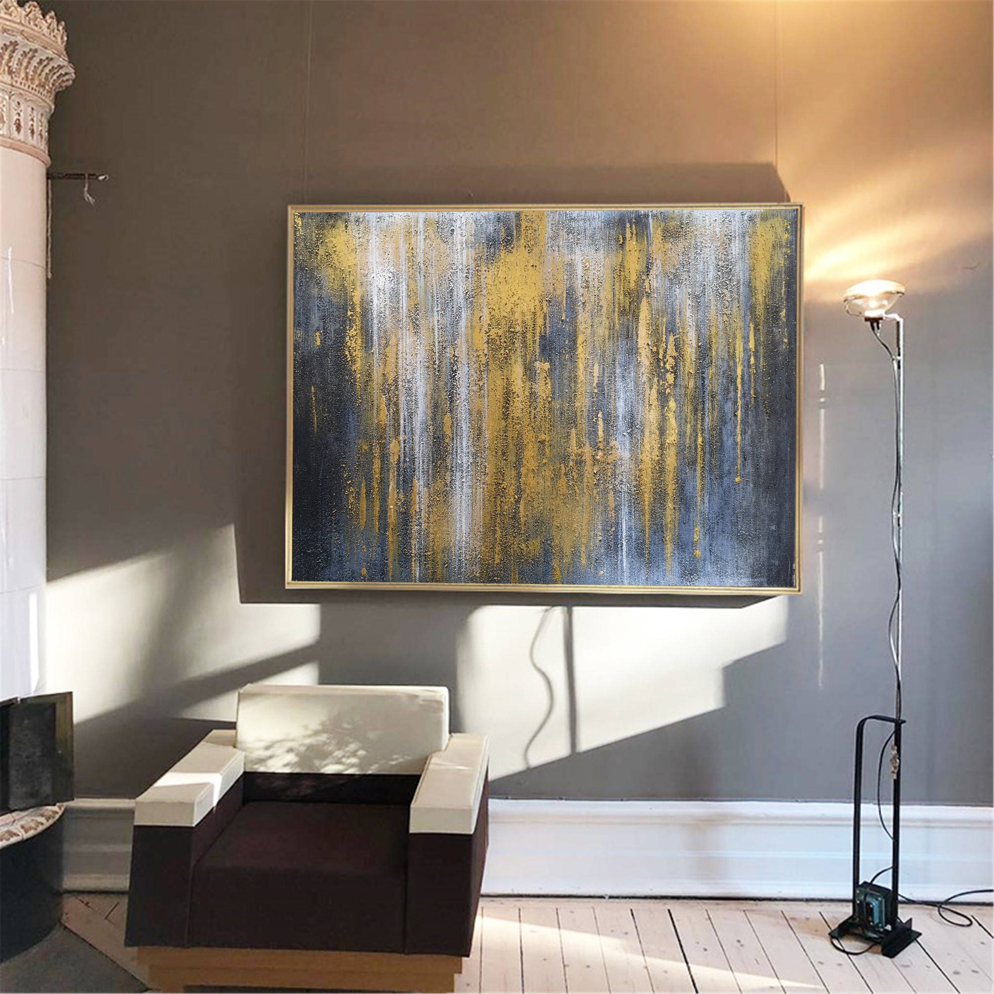 Gilded Rain Abstract Painting