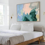 Soft Pastel Impasto Oil Painting Blue Green Peach
