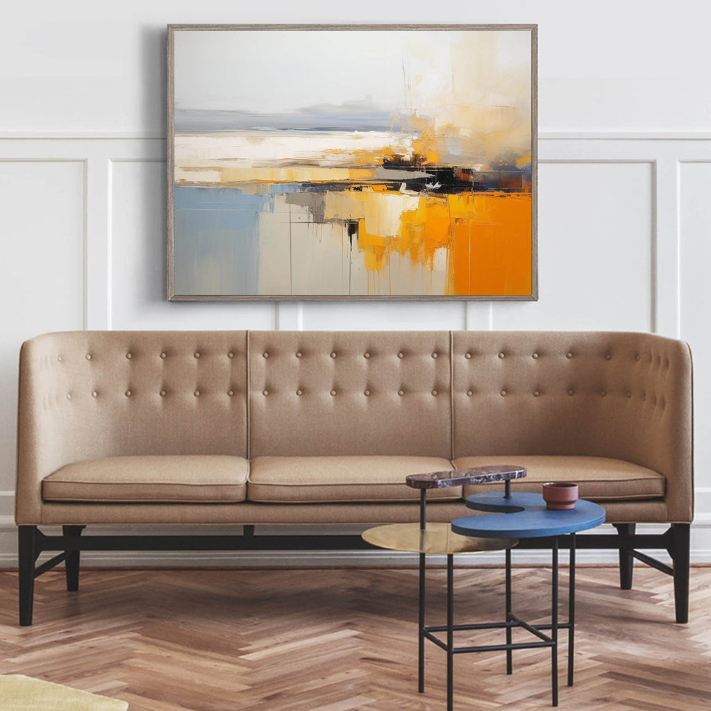 Abstract Coastal Landscape Oil Painting Bold Orange