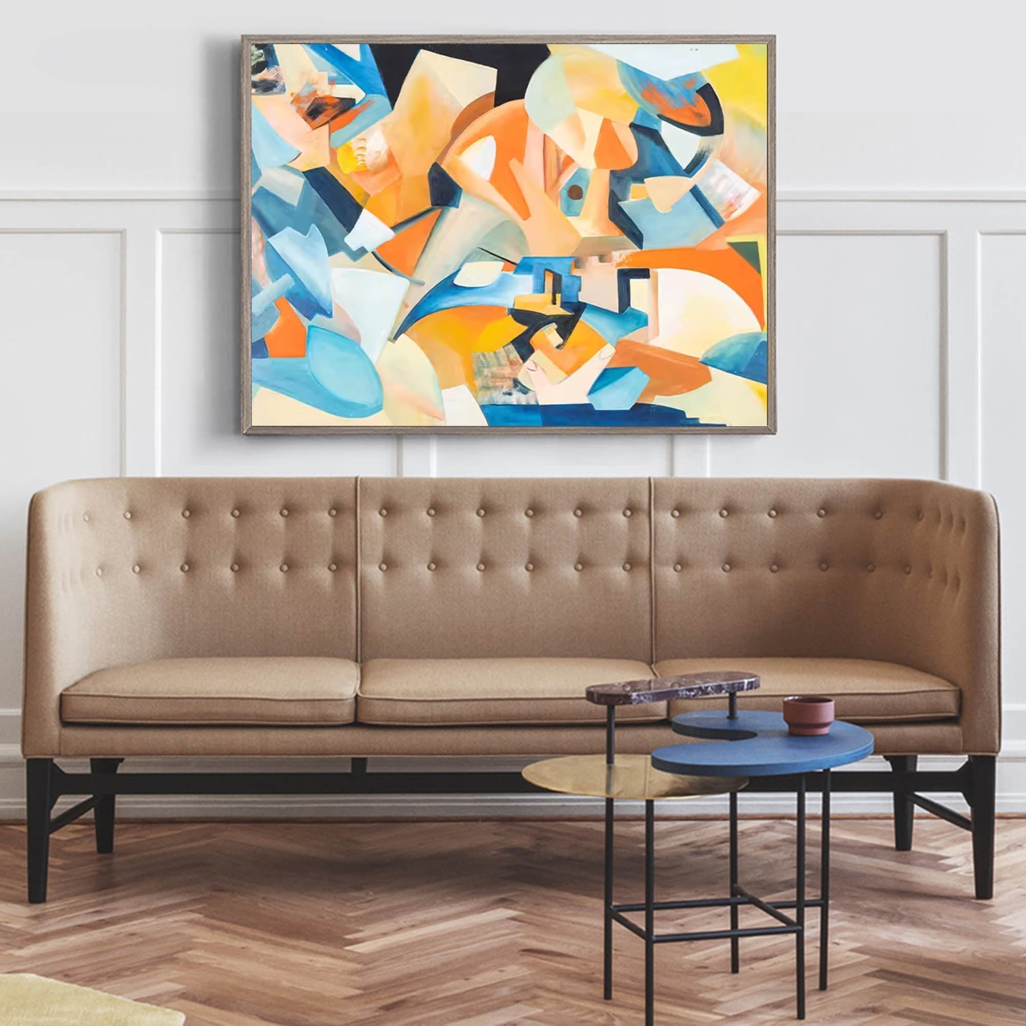 Cubist-Inspired Painting Blue Orange
