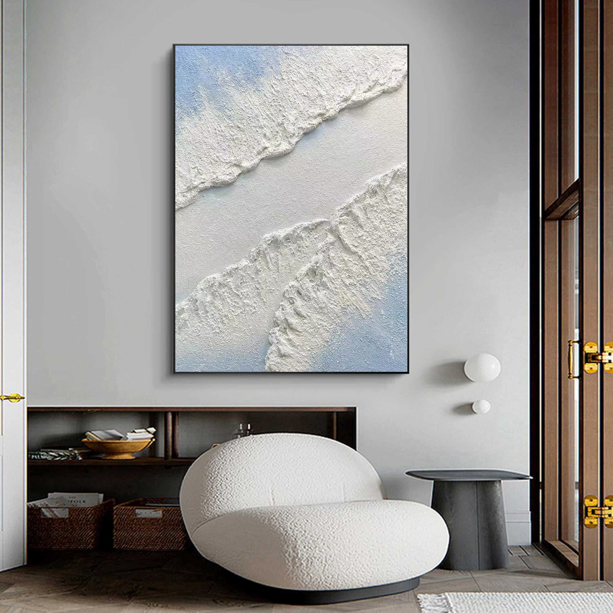 Textured Coastal Waves Abstract Painting