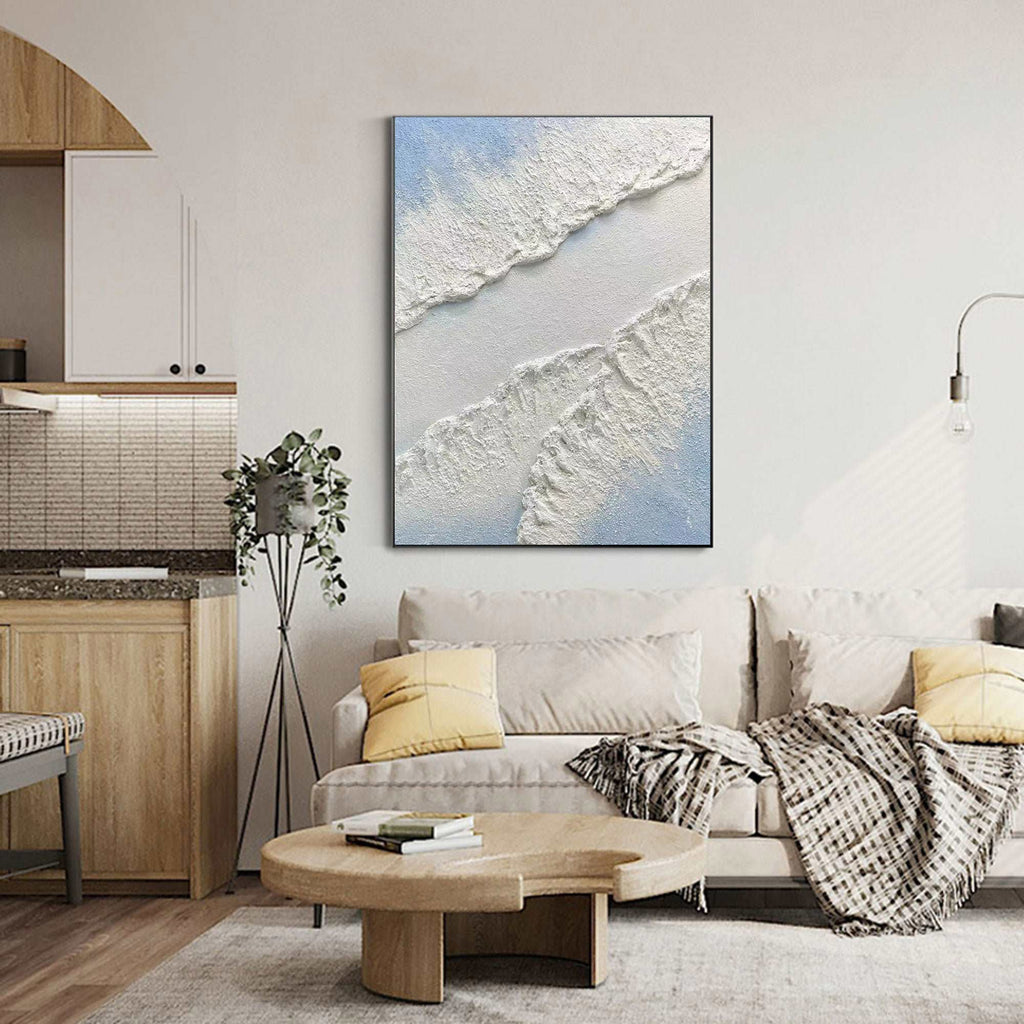 Textured Coastal Waves Abstract Painting