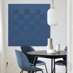 Indigo Blue Textured Grid Painting