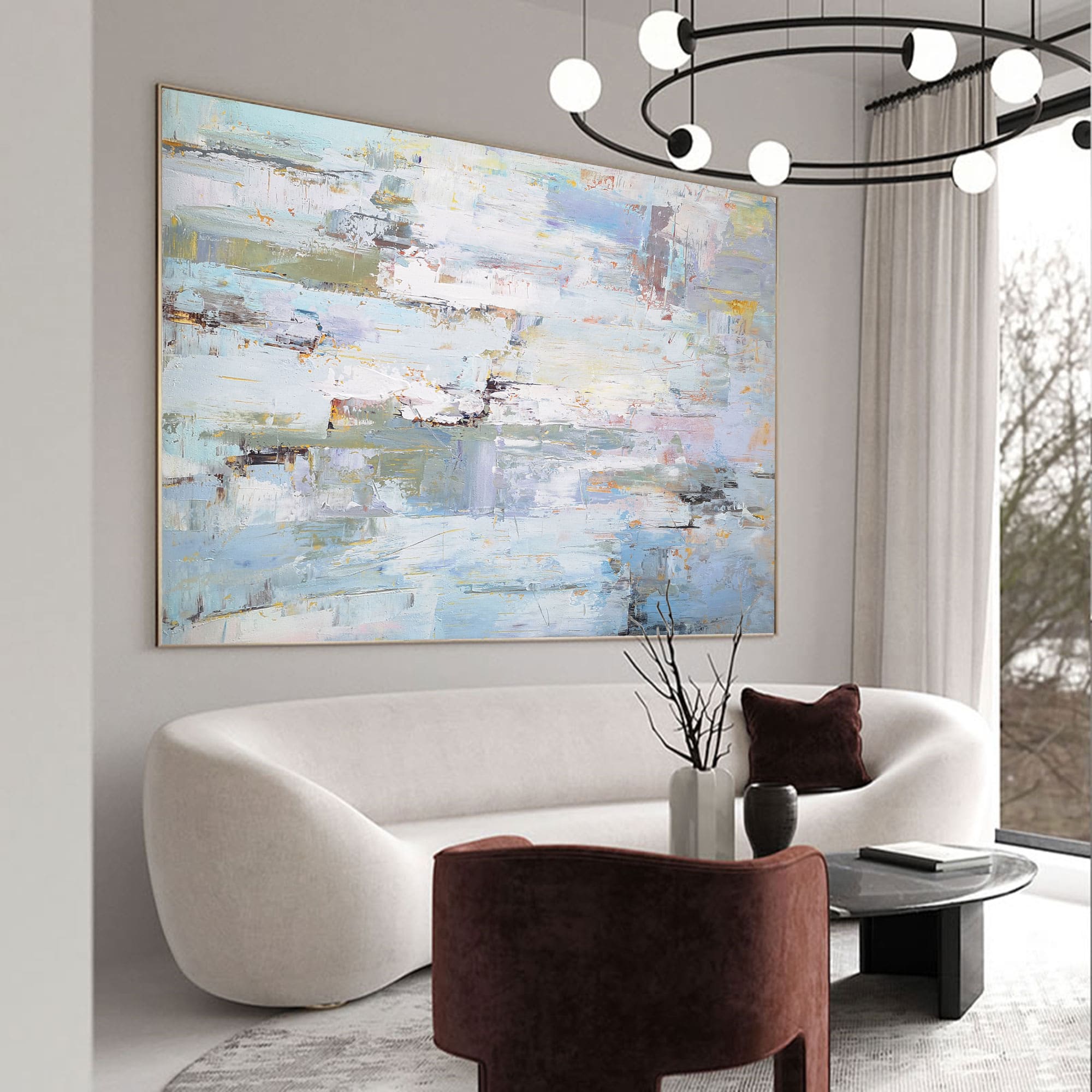 Soft Coastal Horizon Abstract Painting