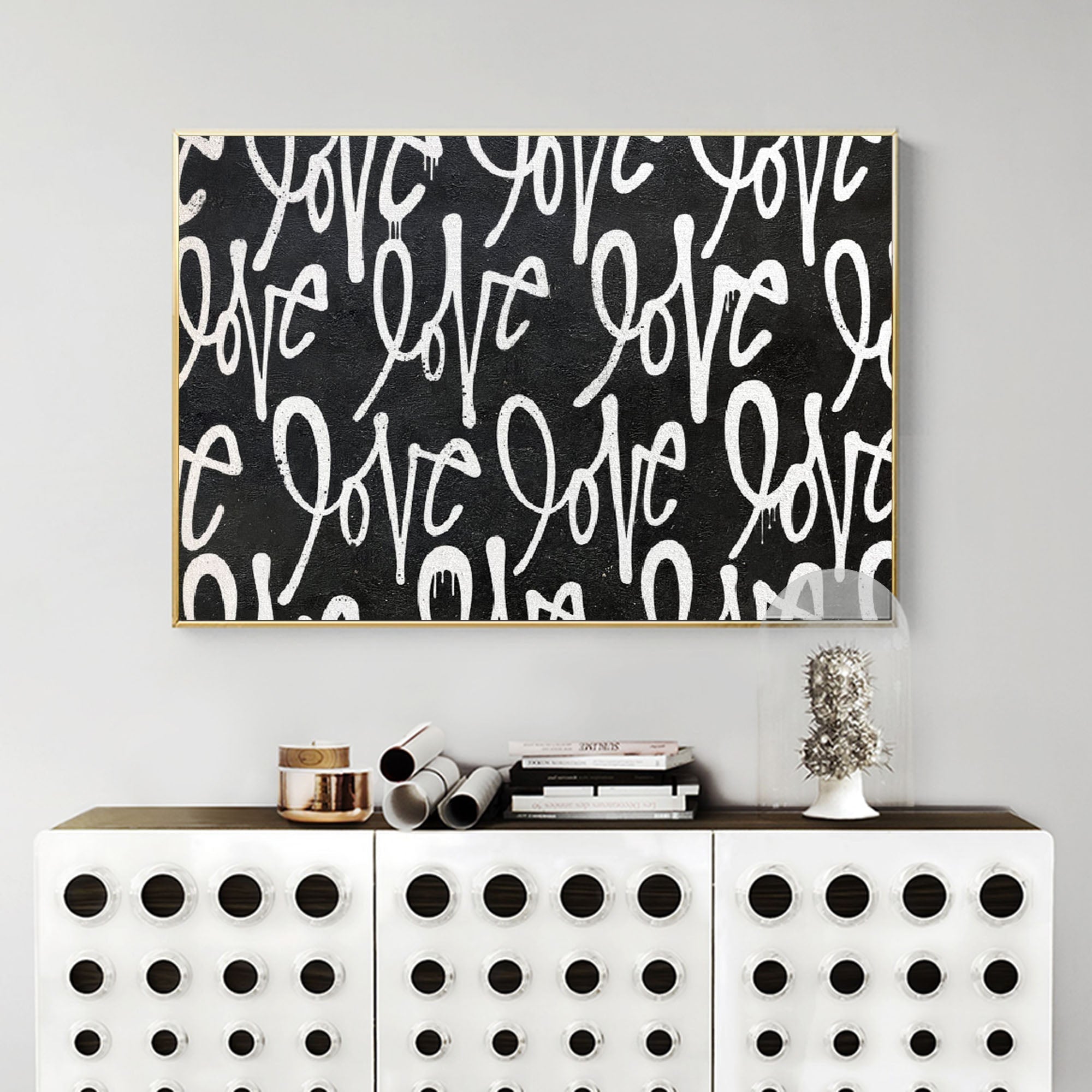 Keith Haring Love Text Graffiti Oil Painting Modern Wall Art