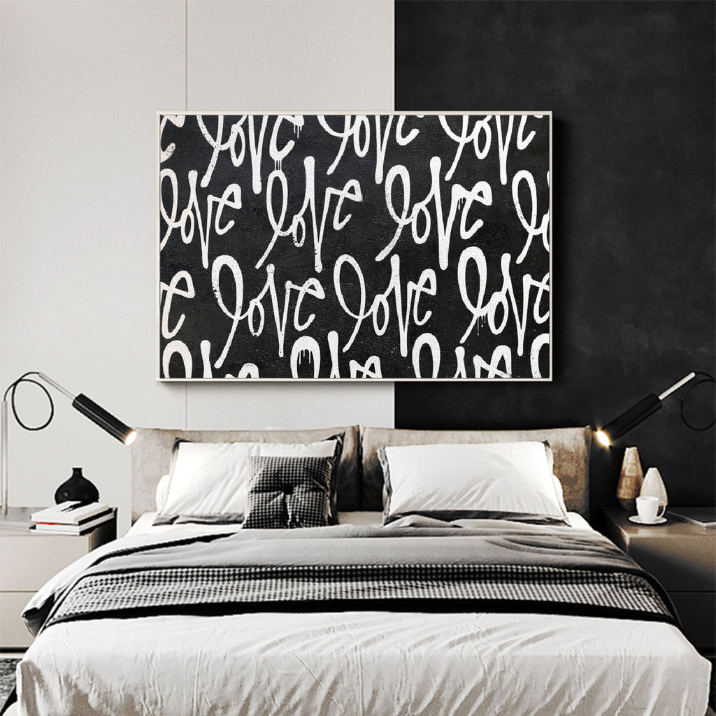 Keith Haring Love Text Graffiti Oil Painting Modern Wall Art