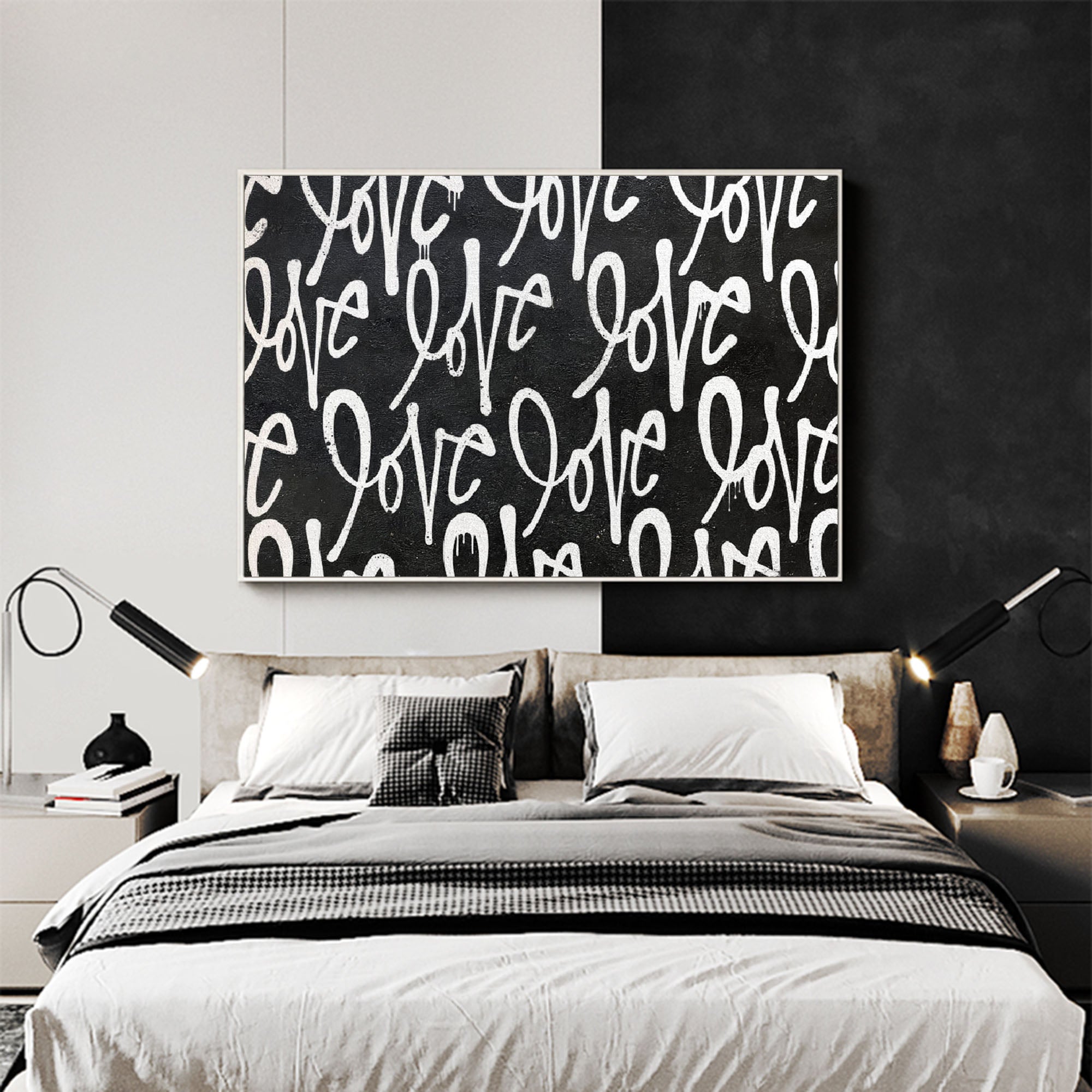 Keith Haring Love Text Graffiti Oil Painting Modern Wall Art