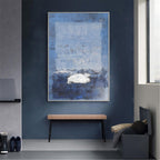 Luminous Blue Seascape Painting Vertical
