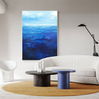 Deep Blue Seascape Oil Painting Vertical Wall Art