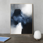 Textured Abstract Cloud Painting Navy Blue