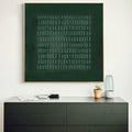 Dark Green Textured Grid Abstract Oil Painting