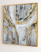 Gray Gold Abstract Oil Painting