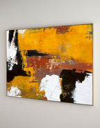 Vibrant Yellow Oil Painting Textured Hand Painted