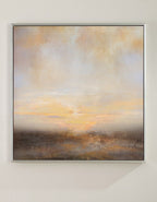Neutral Beige Sunset Landscape Oil Painting