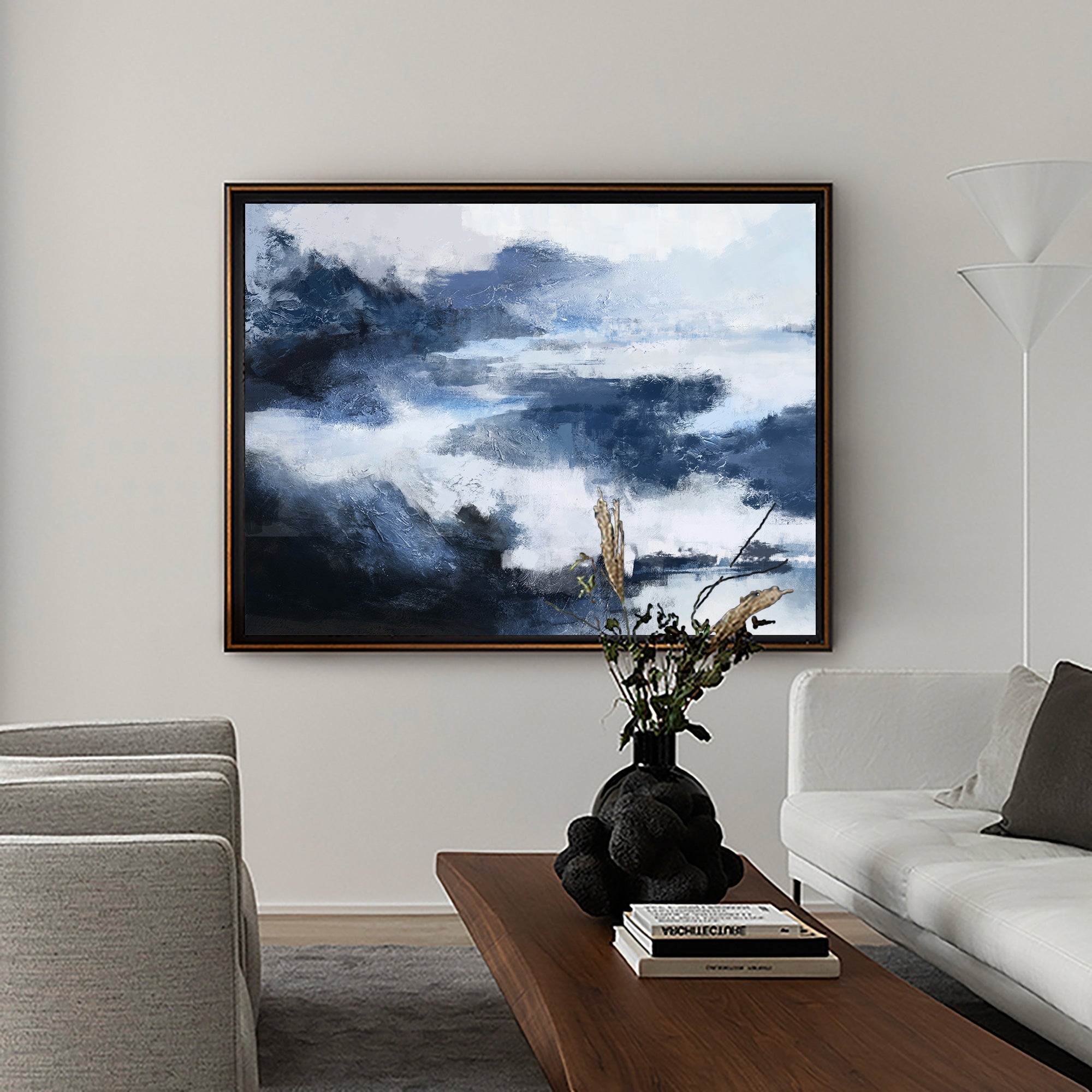 Dramatic Indigo Cloudscape Painting Horizontal