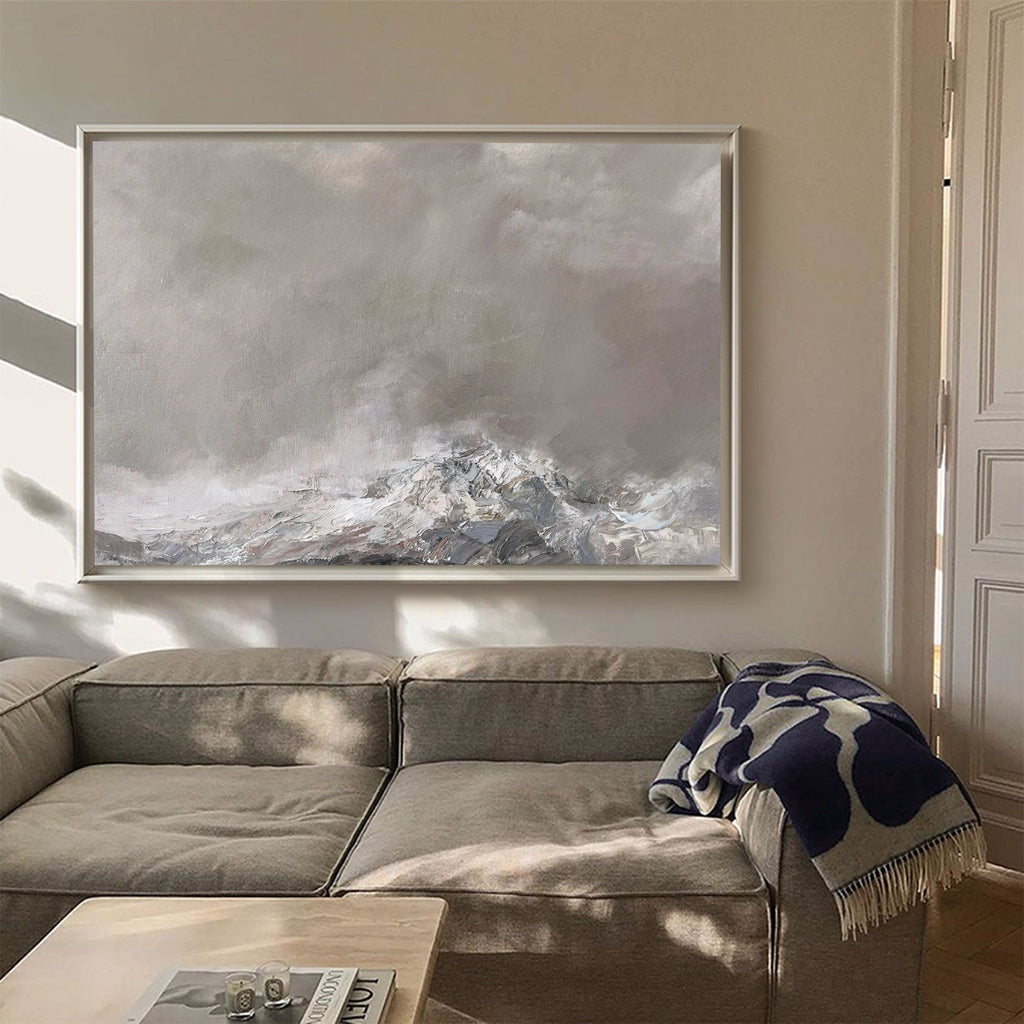 Monochrome Mountain Landscape Abstract Painting