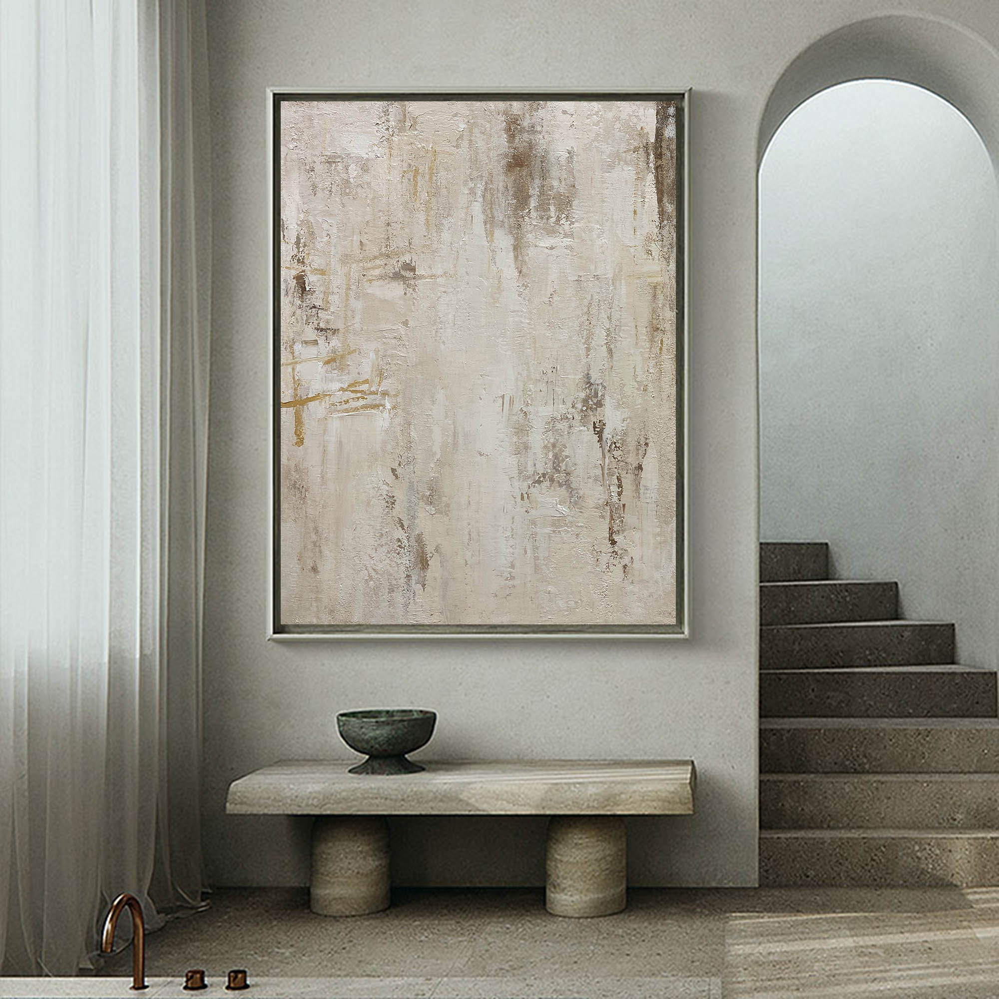 Earthy Minimalist Abstract Painting Vertical