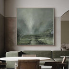 Misty Sage Green Landscape Painting