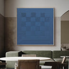 Indigo Blue Textured Grid Painting