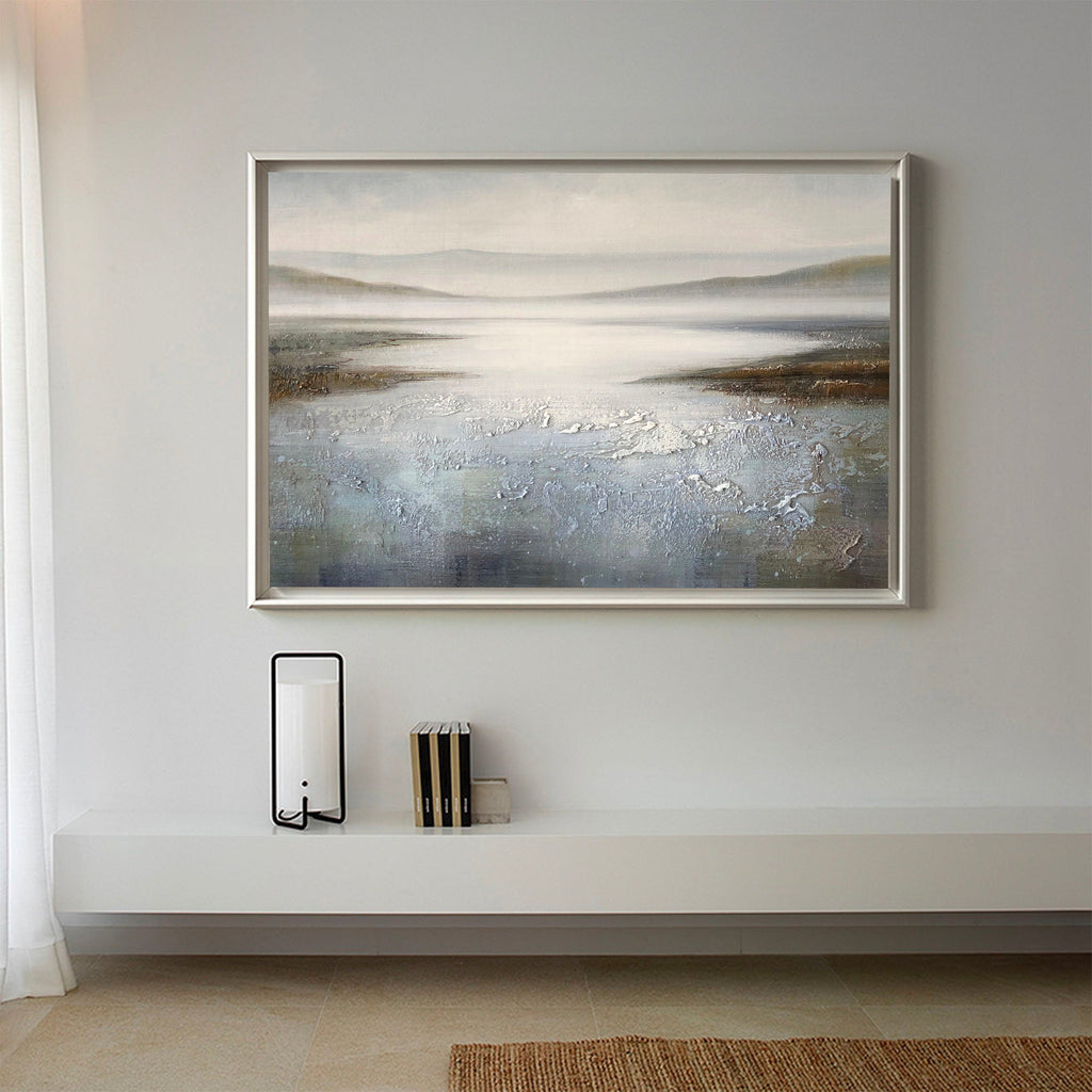 Misty Lake Landscape Painting Horizontal