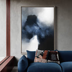 Textured Abstract Cloud Painting Navy Blue