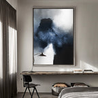 Textured Abstract Cloud Painting Navy Blue