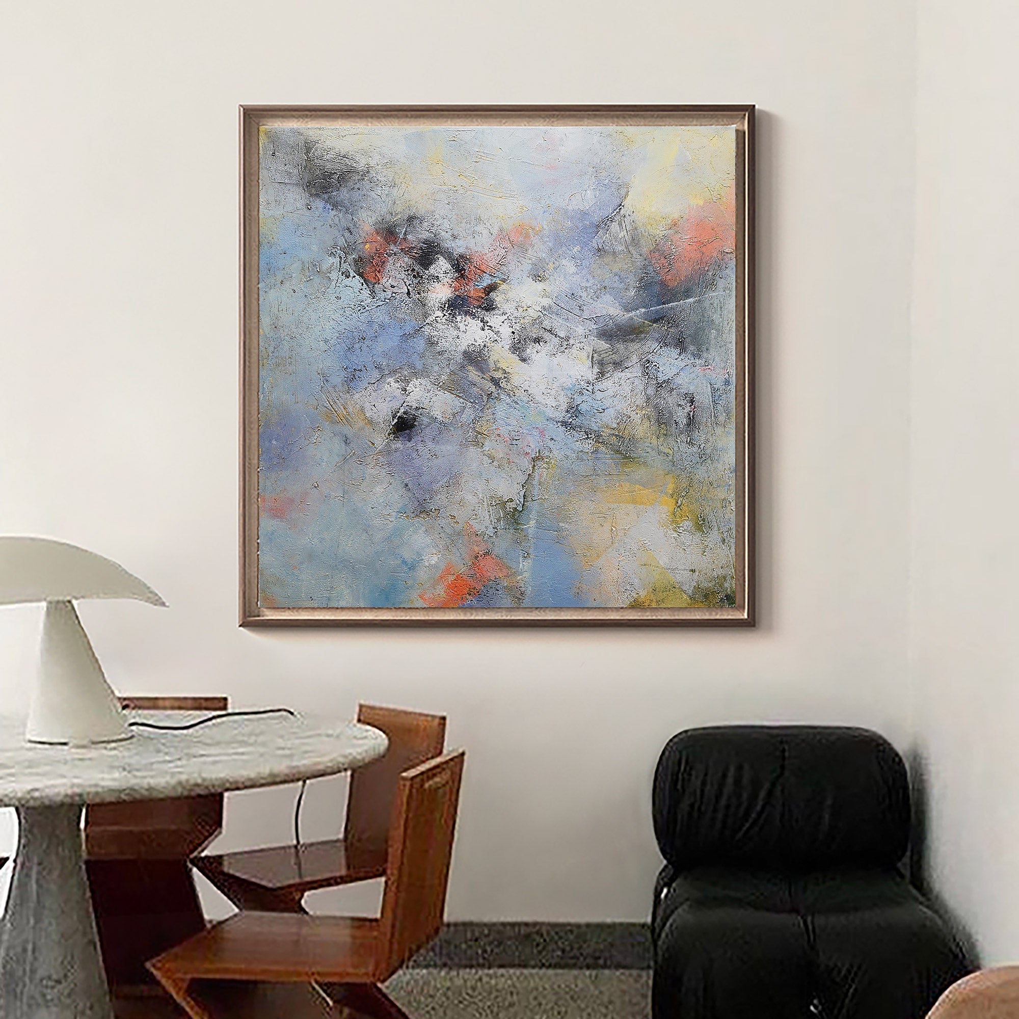 Soft Coastal Abstract Oil Painting Textured