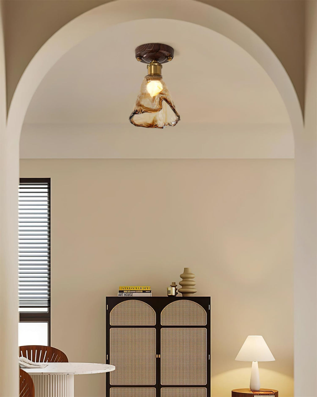 Velimo Amber Glass Flush Mount Light