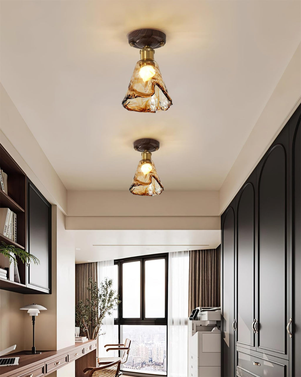 Velimo Amber Glass Flush Mount Light