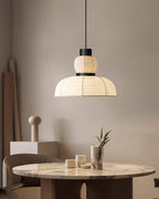 Pendant Lamp White Fabric Shade Black Cable Gentle Ambient Glow