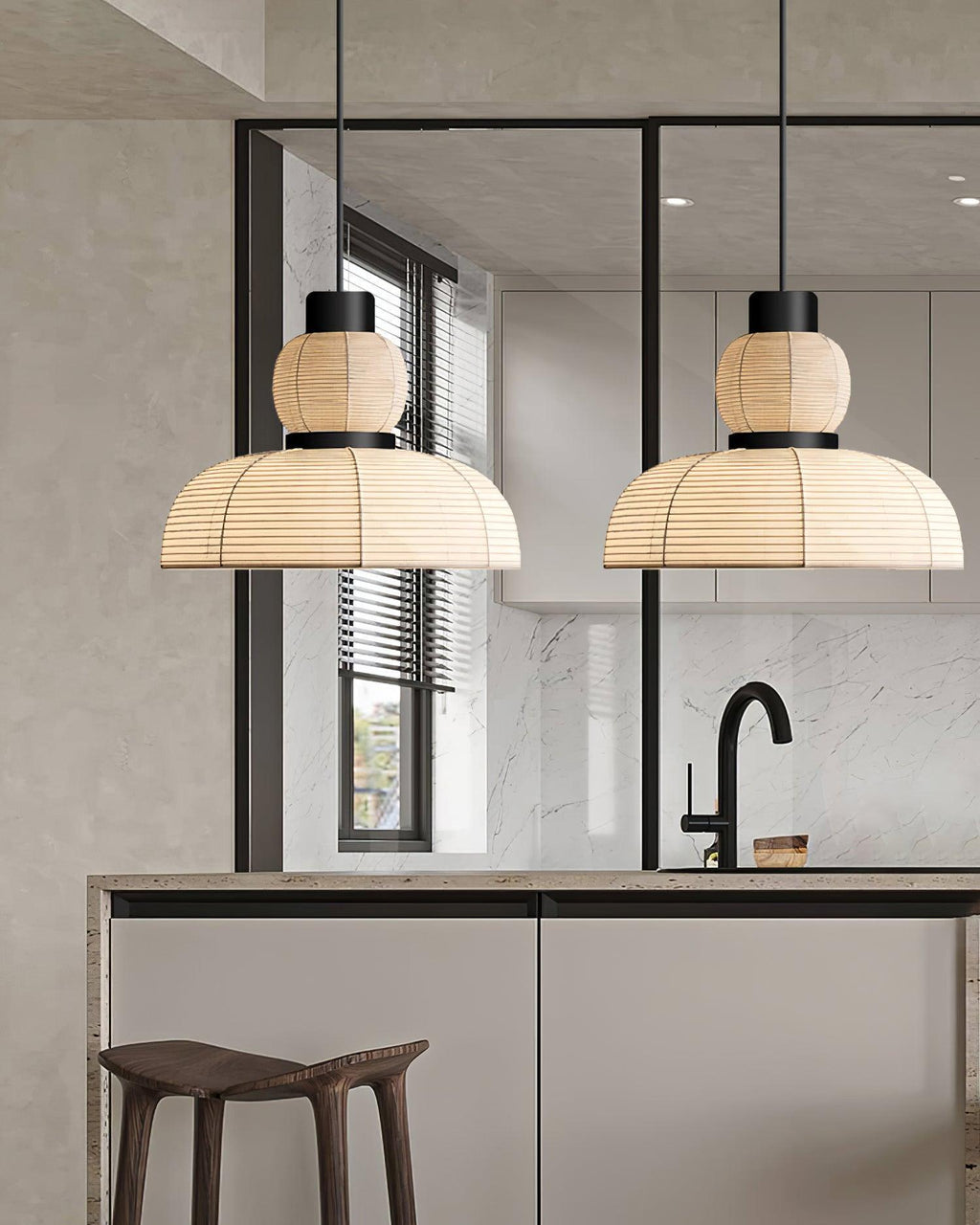 Pendant Lamp White Fabric Shade Black Cable Gentle Ambient Glow