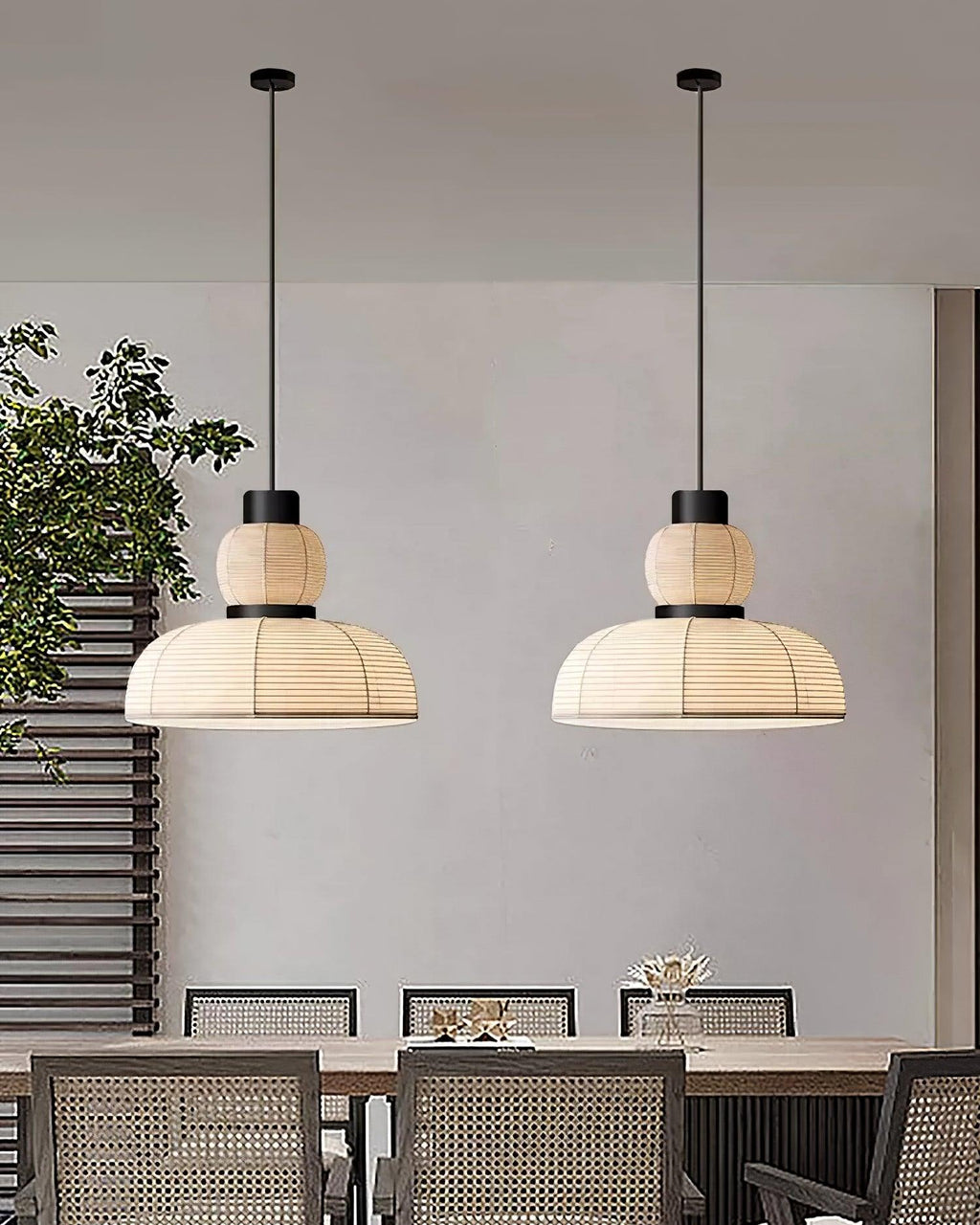Pendant Lamp White Fabric Shade Black Cable Gentle Ambient Glow
