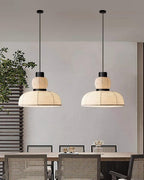 Pendant Lamp White Fabric Shade Black Cable Gentle Ambient Glow