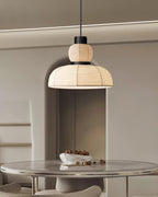 Pendant Lamp White Fabric Shade Black Cable Gentle Ambient Glow