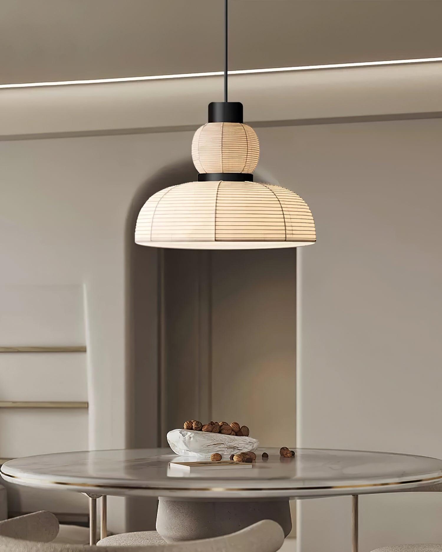 Pendant Lamp White Fabric Shade Black Cable Gentle Ambient Glow