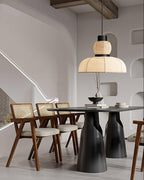 Pendant Lamp White Fabric Shade Black Cable Gentle Ambient Glow