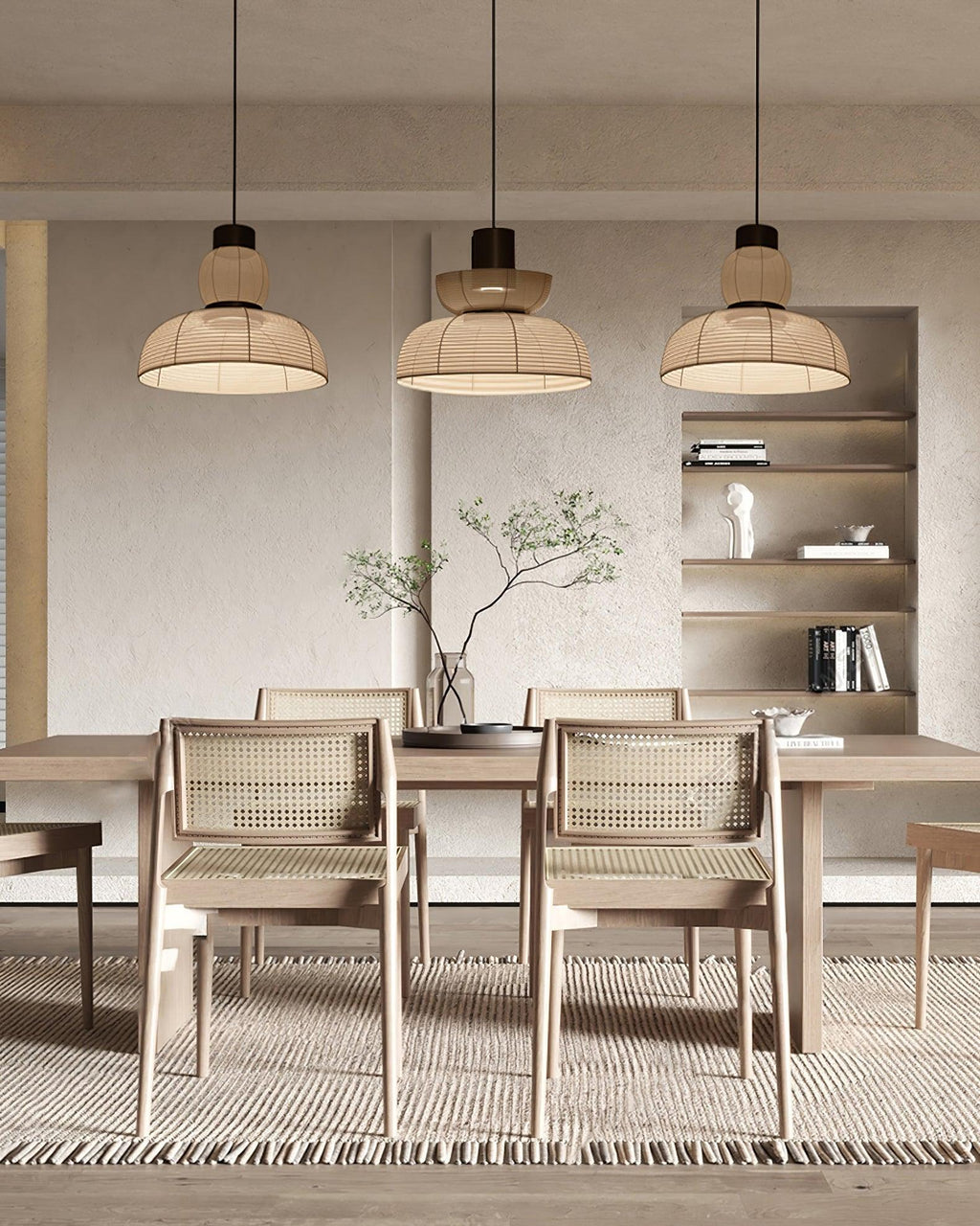 Pendant Lamp White Fabric Shade Black Cable Gentle Ambient Glow