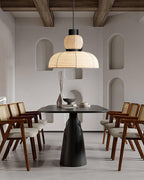 Pendant Lamp White Fabric Shade Black Cable Gentle Ambient Glow
