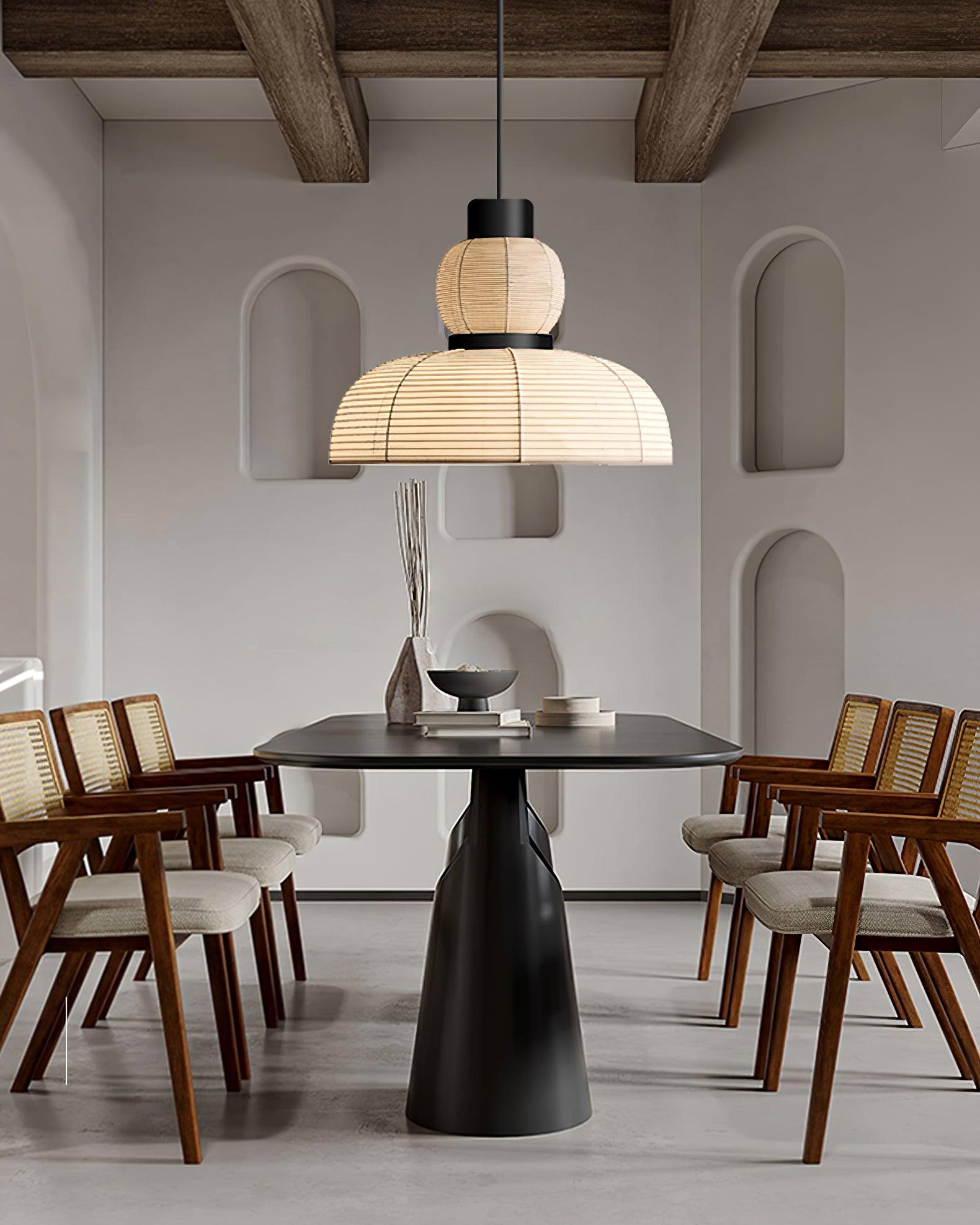Pendant Lamp White Fabric Shade Black Cable Gentle Ambient Glow