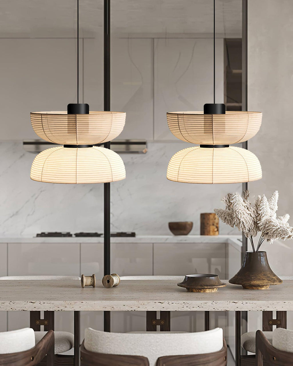 Pendant Lamp White Fabric Shade Black Cable Gentle Ambient Glow