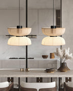 Pendant Lamp White Fabric Shade Black Cable Gentle Ambient Glow