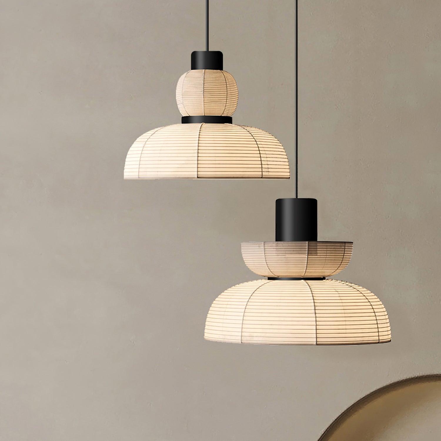 Pendant Lamp White Fabric Shade Black Cable Gentle Ambient Glow