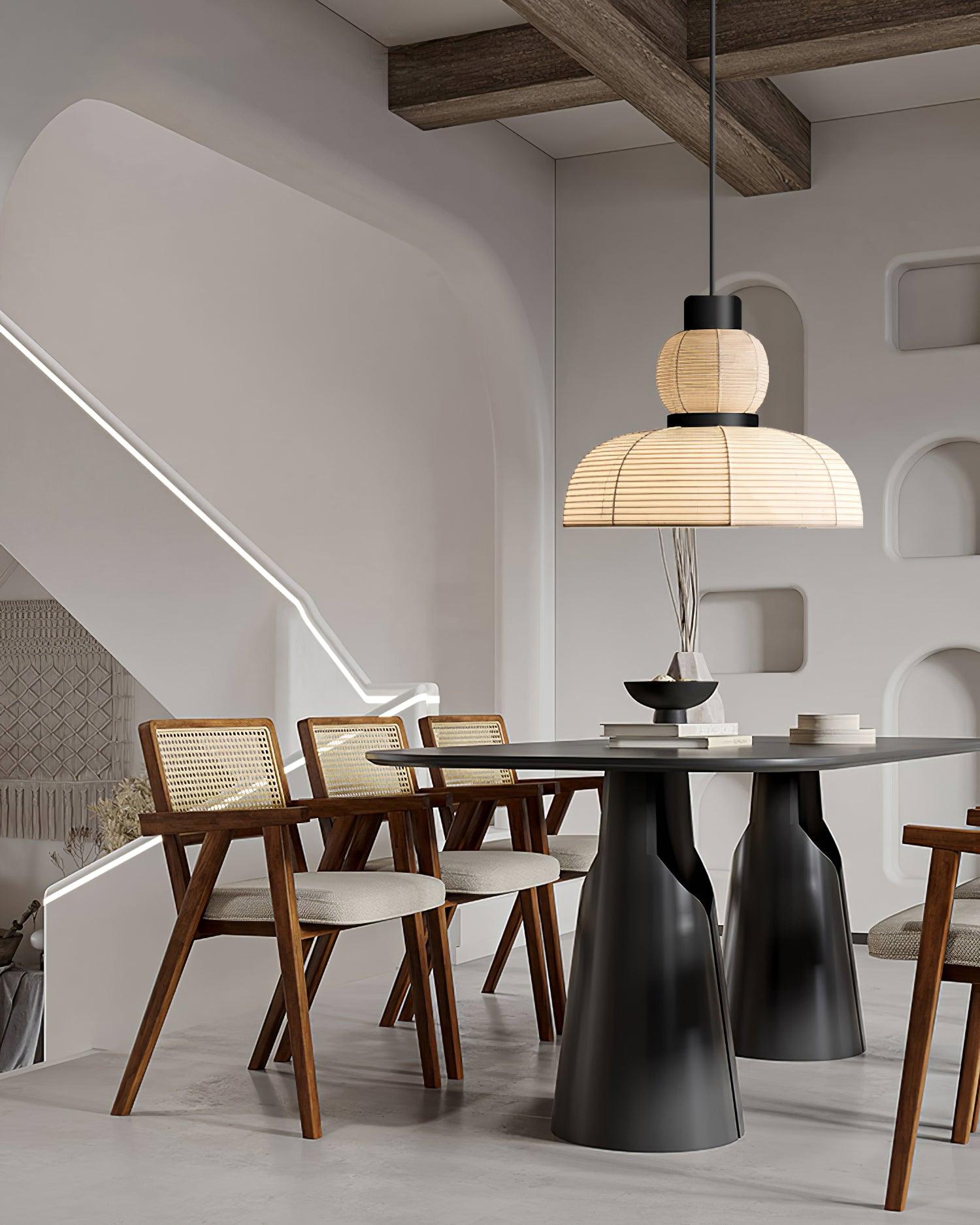 Pendant Lamp White Fabric Shade Black Cable Gentle Ambient Glow