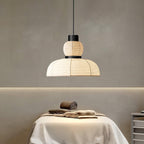 Pendant Lamp White Fabric Shade Black Cable Gentle Ambient Glow